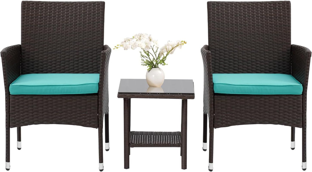 PayLessHere Set of 3 Outdoor Furniture Set Patio Furniture Set Brown Conversa...
