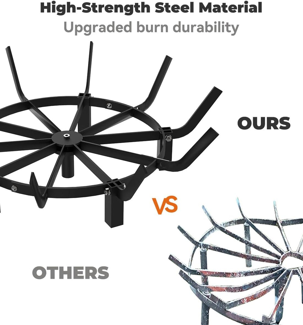 Mondazie Round Fire Pit Grill Grate 24 Inch, Fireplace Grate with 10 Bars