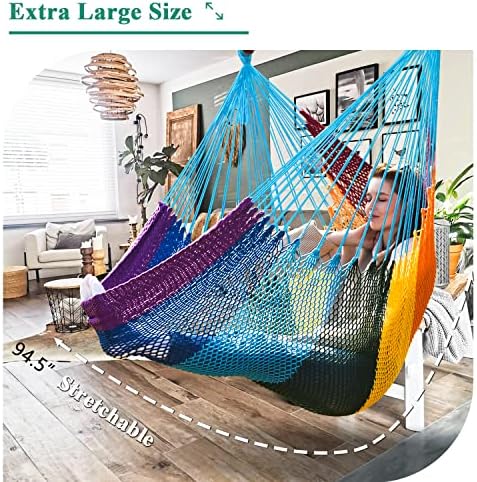Upgraded Caribbean Hammock Chair with Detachable Metal Bar, Large Hammock Swi...