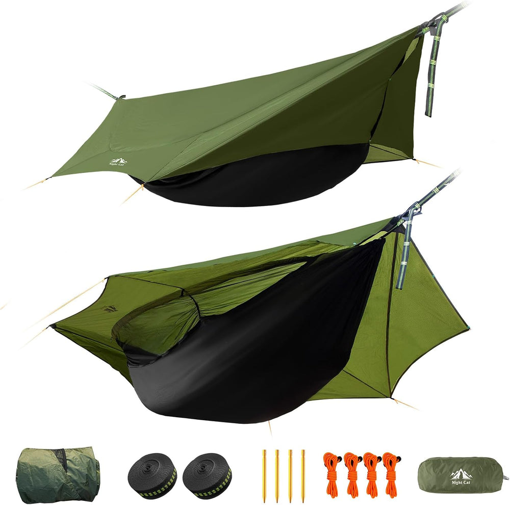 Night Cat Camping Hammock Tent: Lightweight Portable 4 in 1 Hammock with Rain...