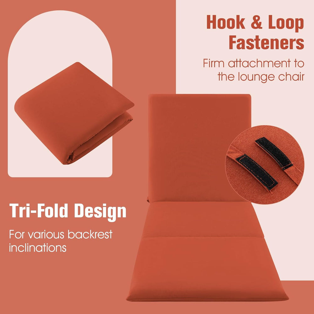 Tangkula Chaise Lounge Cushion, Tri-Fold Lounger Pad with Hook & Loop Fas...
