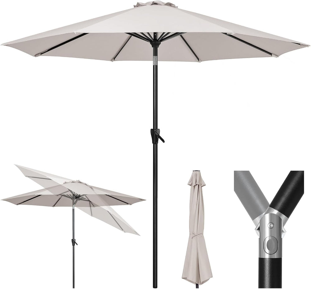 Tempera Patio Market Outdoor Table Umbrella with Push Button Tilt and Crank, ...