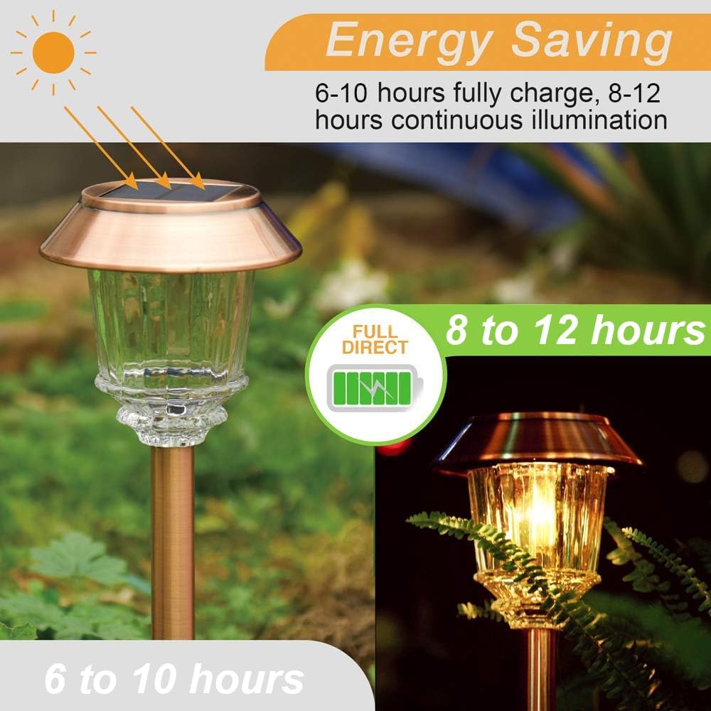 XMCOSY+ Solar Pathway Lights Outdoor - 6 Pack Solar Garden Lights, 10-40 LM D...