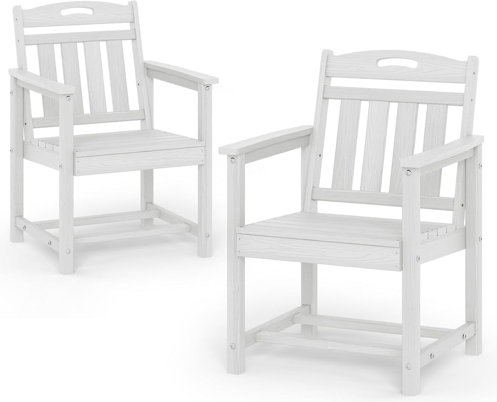 Patio Chairs Set of 2, HDPE Outdoor Dining Chairs with Wide Seat, All Weather...