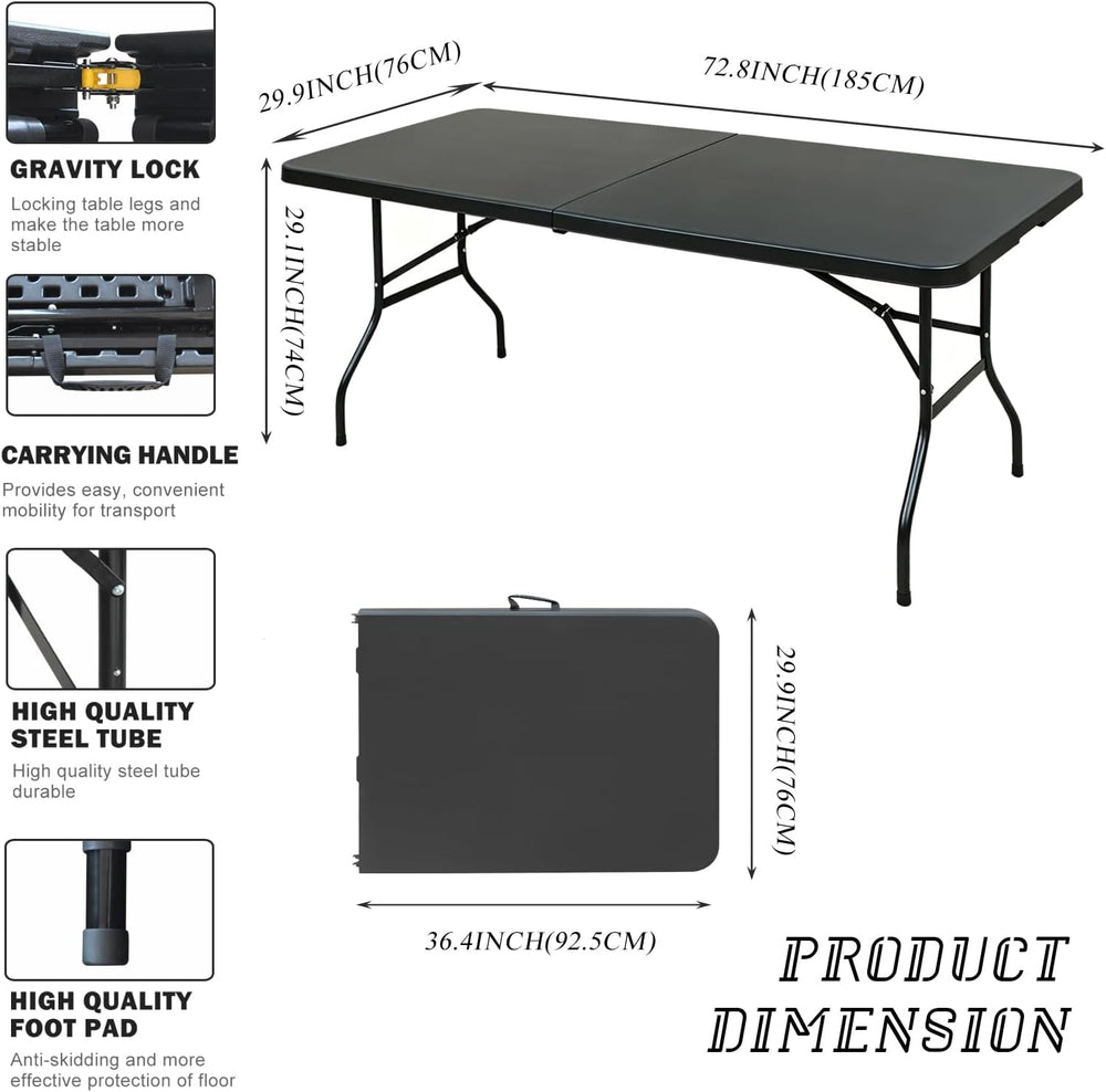Portable Plastic Folding Table 4ft/6ft/8ft Heavy Duty White-Orange Picnic Din...