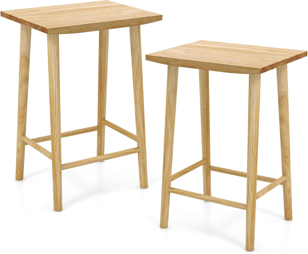 GIANTEX 25.5" Wooden Bar Stools Set of 2, Farmhouse Backless Counter Hei...