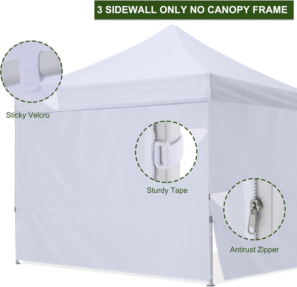 HLong Canopy Tent Sidewall for 10x10 Pop-Up Canopy, 3 Pieces, White