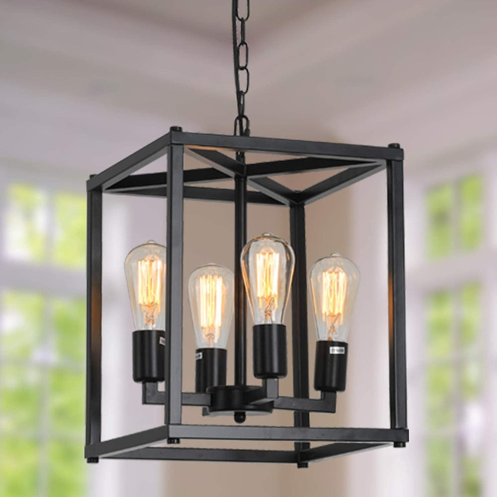 Lanhall 4-Light Farmhouse Chandelier Fixture Rustic Industrial Pendant Lighti...