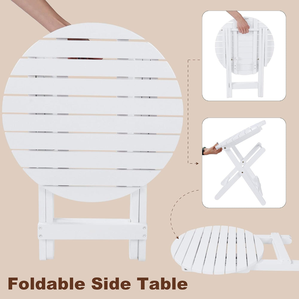 Outdoor Wooden Side Table, Folding Patio End Table, Small Round Furniture Tab...