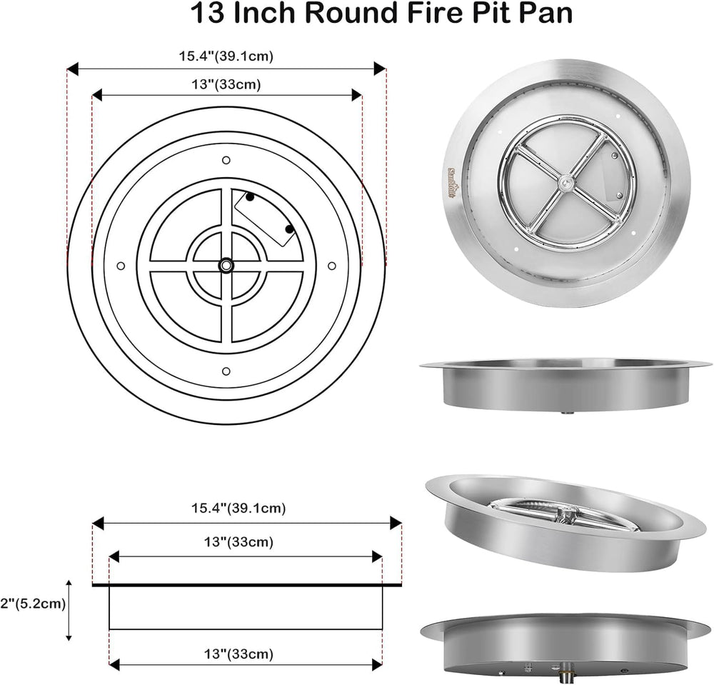 Stanbroil 13-Inch Drop-in Fire Pit Burner Pan, Round Fire Pit Insert