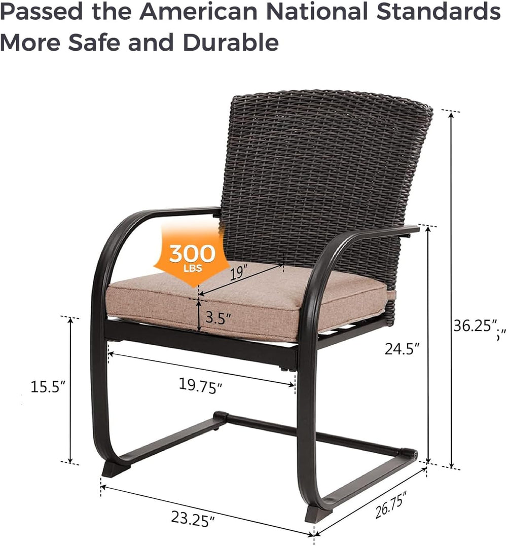 Grand patio 3 Pieces Bistro Set, Outdoor Wicker Table Set, Rocking Wicker Cha...
