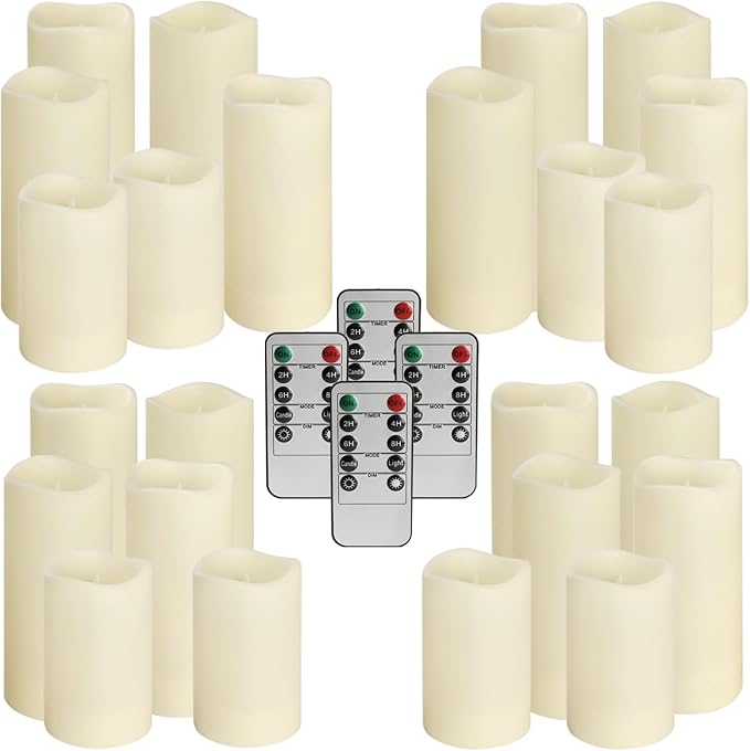 Set of 24 Waterproof Outdoor Flameless Candles, LED Candles with 4 Remote and...