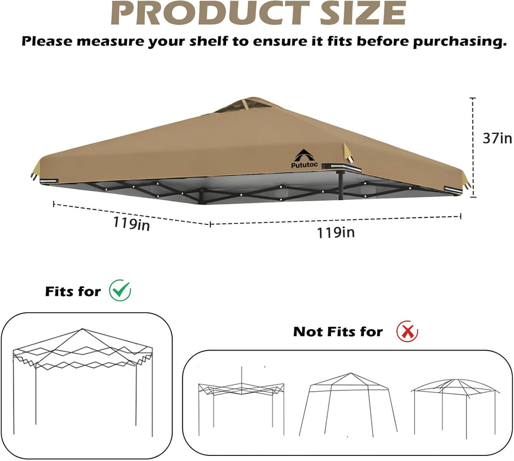 10x10ft Canopy Replacement Top Cover with Air Vent, UV Protected & Waterp...