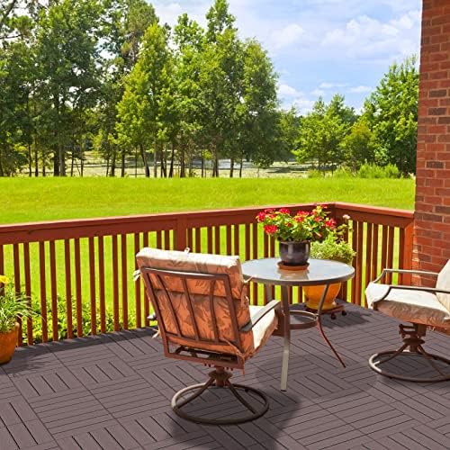 Goovilla Plastic Interlocking Deck Tiles, 9 Pack, 12"x12" Each, Dar...
