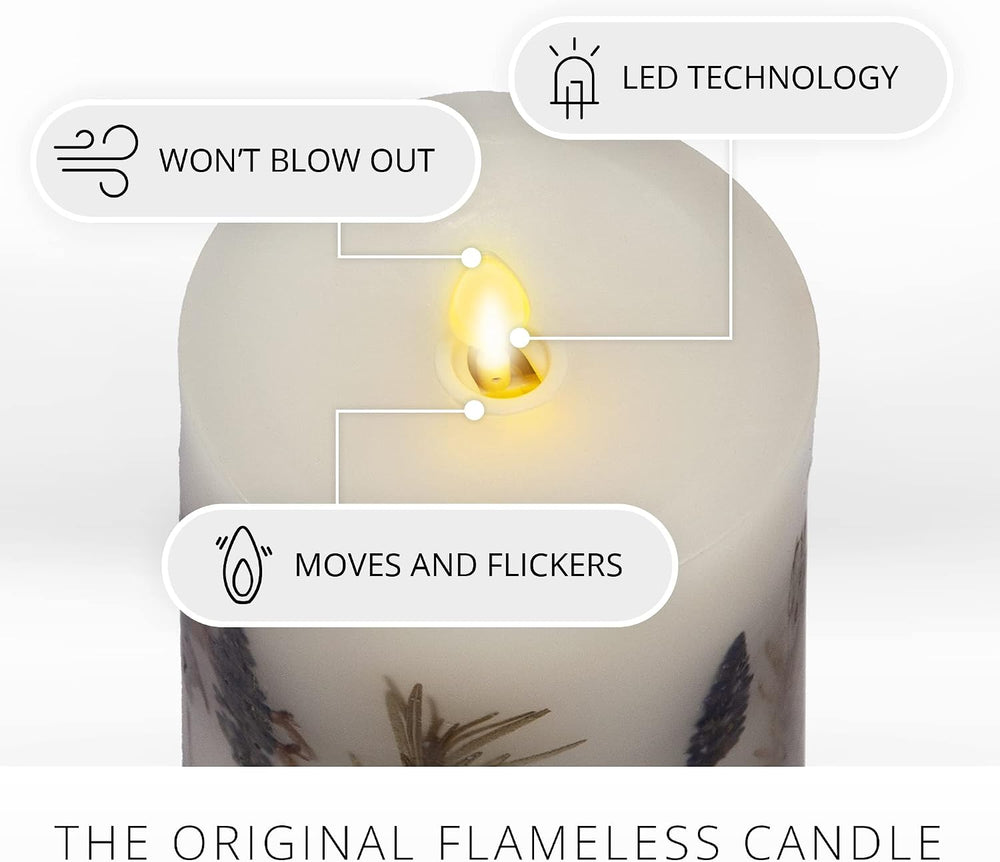 Luminara Realistic Artificial Moving Flame Pillar Candle with Lavender & ...