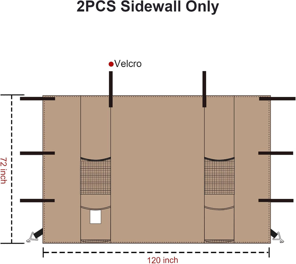 Canopy Sidewalls with 4 Pockets for Pop Up Canopy Frame,2Pcs Sunwalls Only