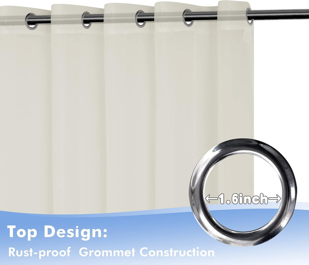 Beige Outdoor Sheer Curtains for Patio Waterproof 4 Pcs 100x84 Inch