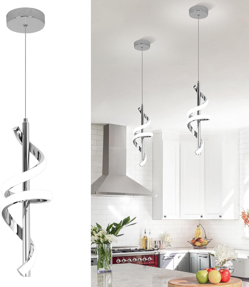 Spiral Led Pendant Light Fixtures, 5500K Cold White Modern Led Pendant Light ...