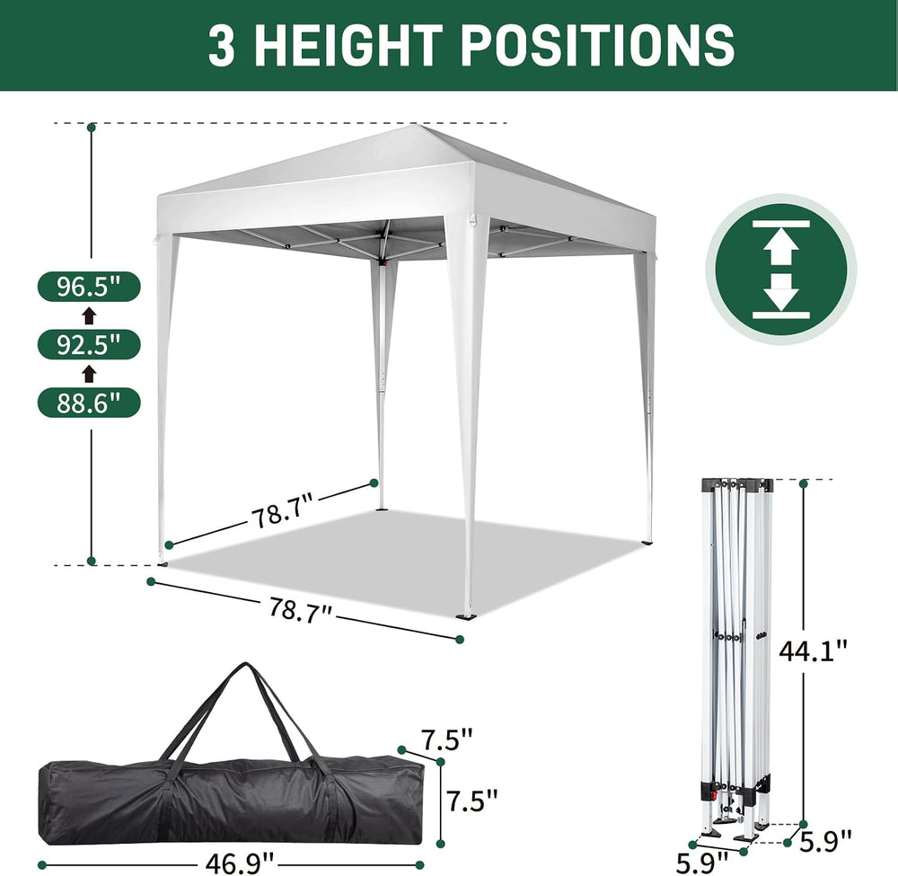 Outvita 6.5x6.5ft Pop Up Canopy Tent for Patio Party BBQ Camping White