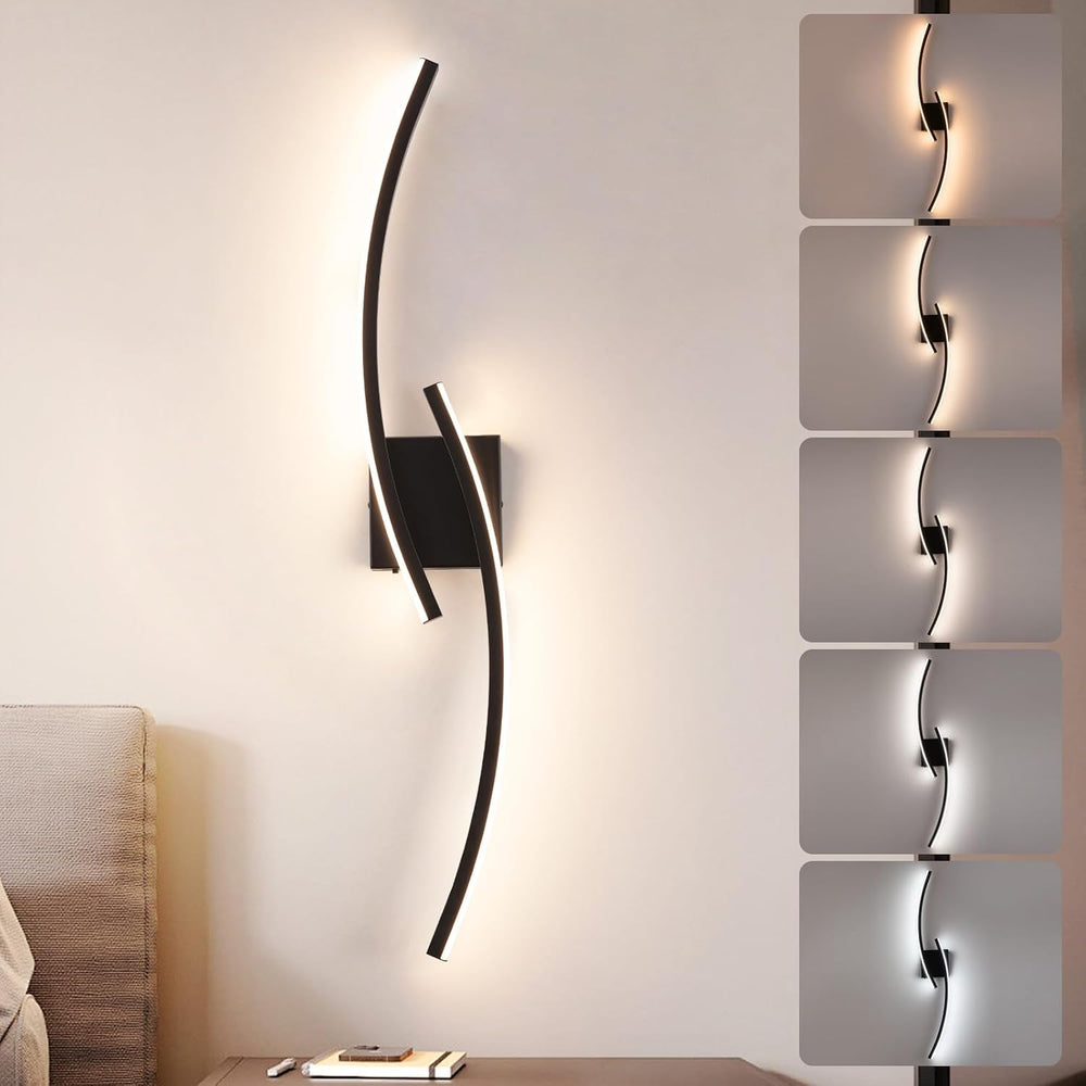 Hardwired 3000~6000K Modern Wall Sconce, 31.5IN Black LED Wall Light Fixtures...