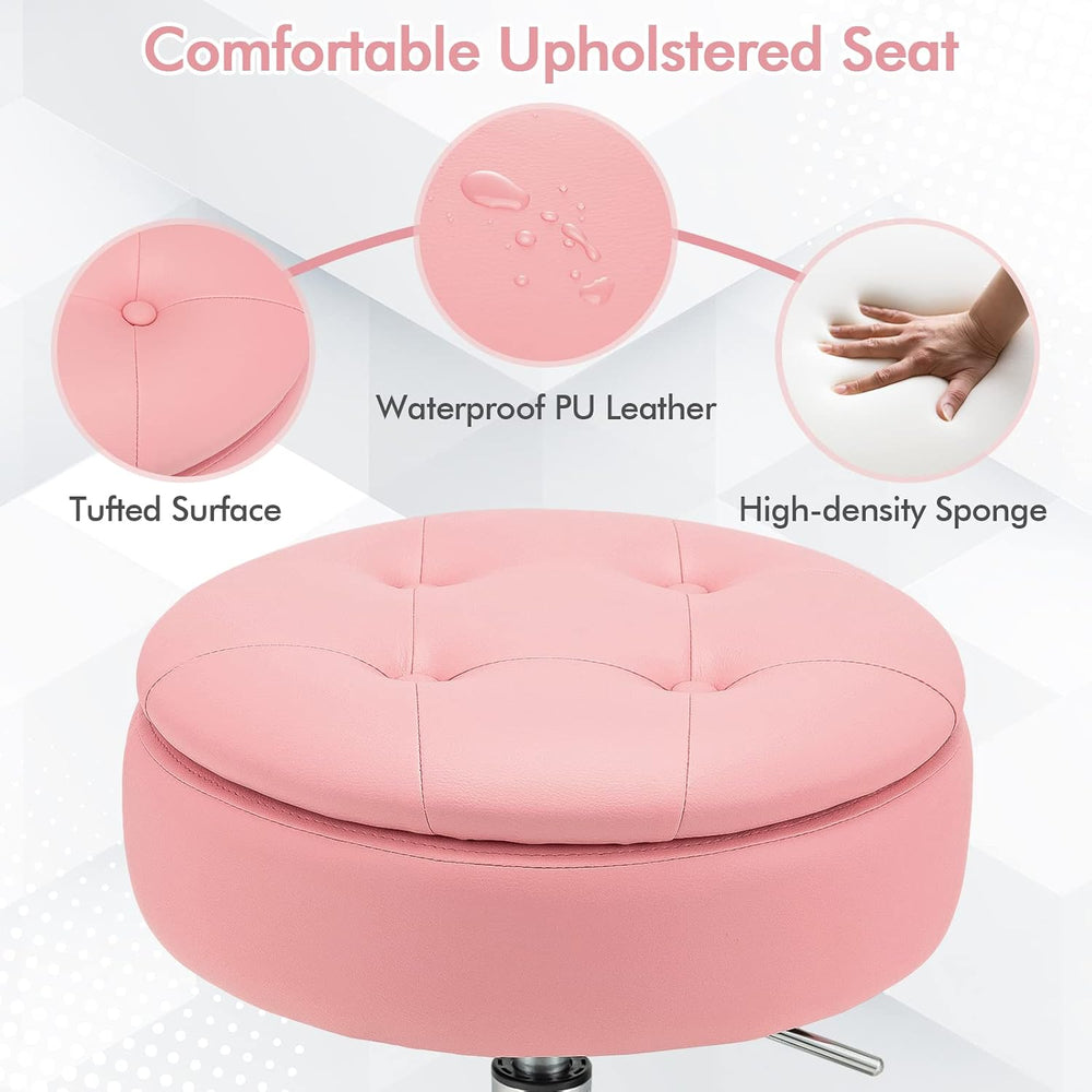 COSTWAY Adjustable Swivel Bar Stool Set of 2, Tufted PU Leather, 20-26 in H, ...