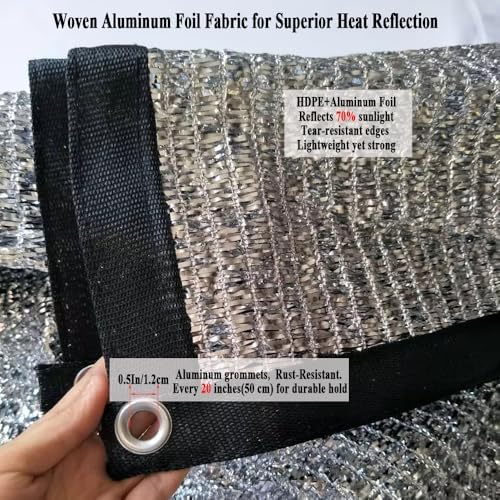 70% 12x25 FT Aluminet Shade Cloth for Car, RV and Camping
