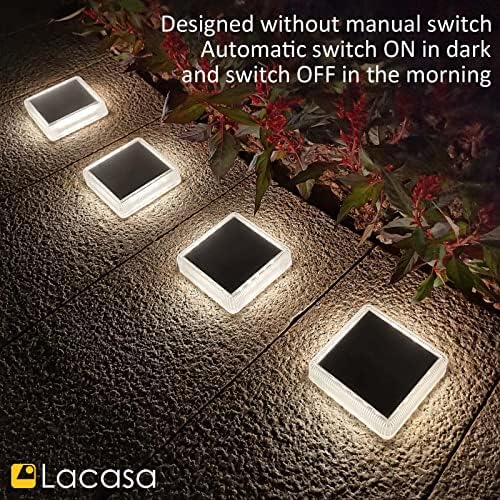 Lacasa Solar Deck Lights, 4 Pack 30LM LED Dock Lights Natural White 4000K, Ou...
