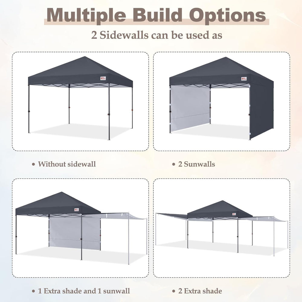 MASTERCANOPY 10x10 Pop Up Canopy Tent with 2 Shelters,230 Sq ft Drak Grey