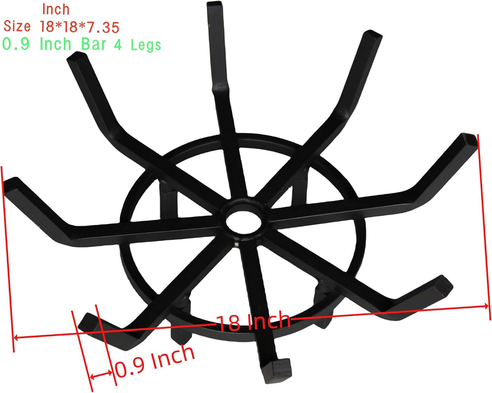 Inch Log Grate Wrought Iron Fire Pit Round Spider Wagon Wheel Firewood Heavy ...