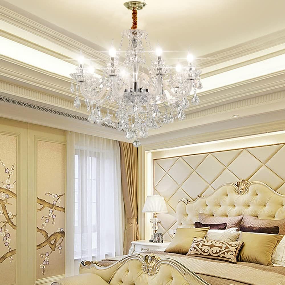 Modern K9 Transparent Crystal Chandelier,Luxury Clear Crystal Pendant Light F...