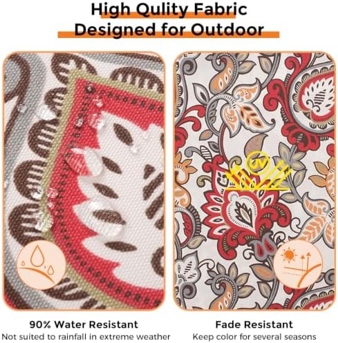 Magpie Fabrics Patio Tufted High Back Chair Cushion Set of 2-Botanical Red
