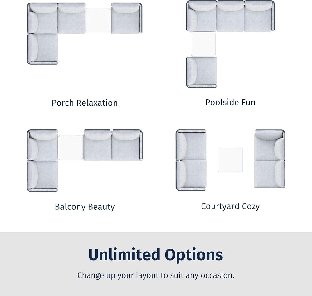 East Oak Montauk Modular 5-Piece Patio Furniture Set, Outdoor Sectional Sofa ...