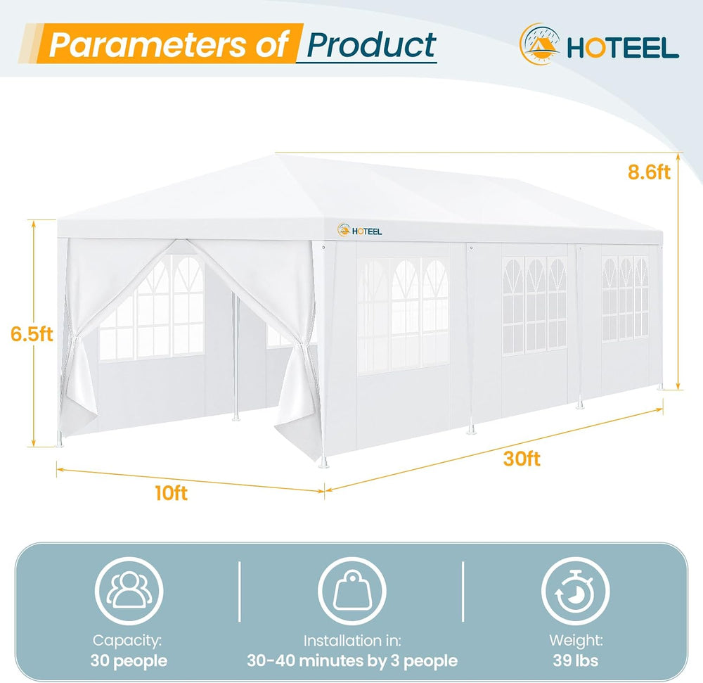HOTEEL Party Tent 10x30FT, Large Outdoor Canopy Tent for Parties