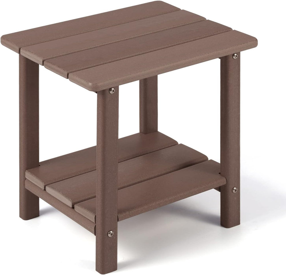 Apolimi Adirondack Outdoor Side Table, 2-Tier Sturdy Patio End Table Weather ...