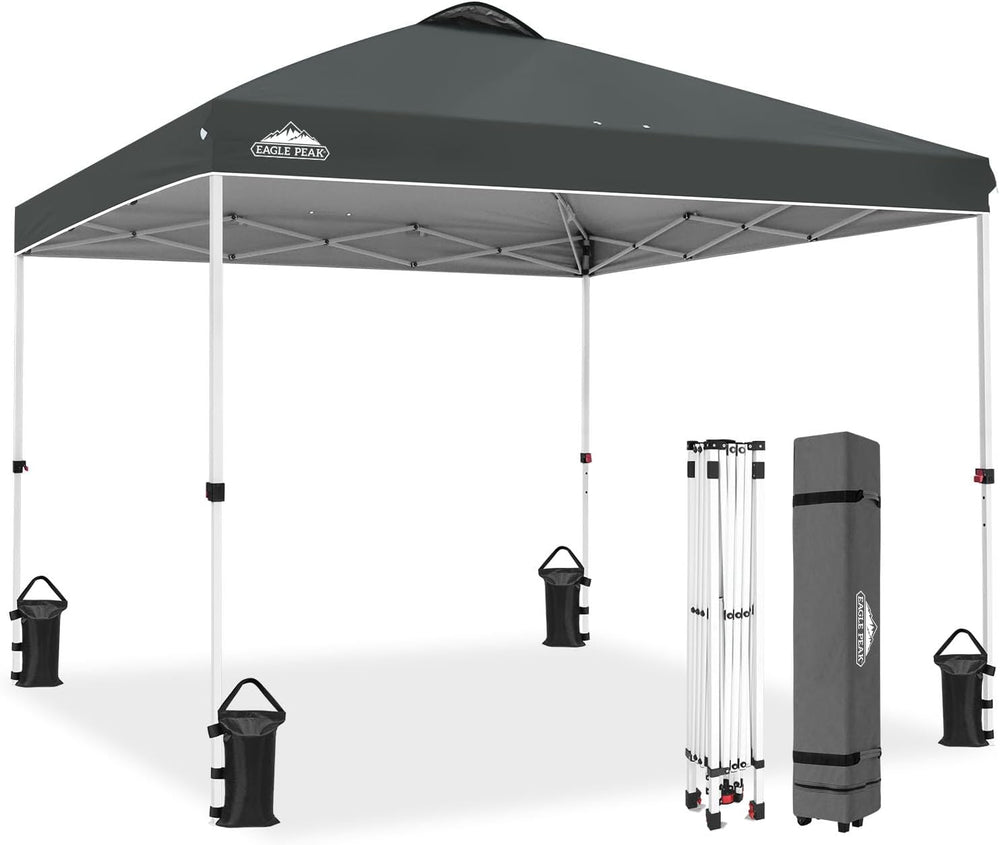 EAGLE PEAK 10x10 Pop Up Canopy Tent Easy Up Canopy Outdoor, Gray