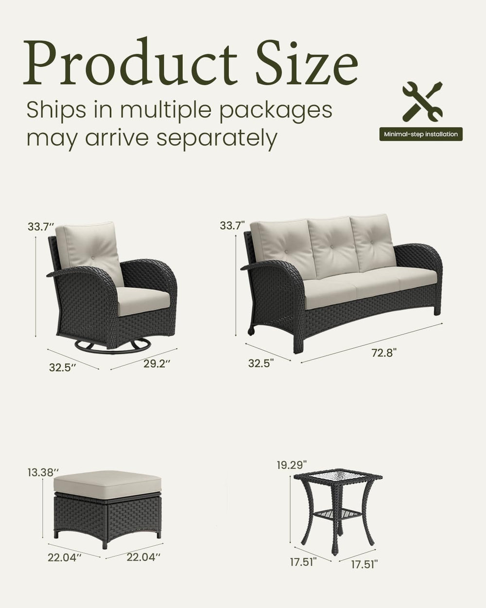 LayinSun 6 Pieces Outdoor Patio Furniture Set