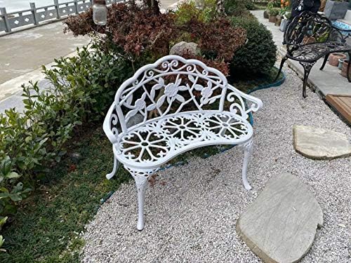 Patio Balcony Bench Double Seat, Anti-Rust Cast Aluminum Patio Garden Bench f...