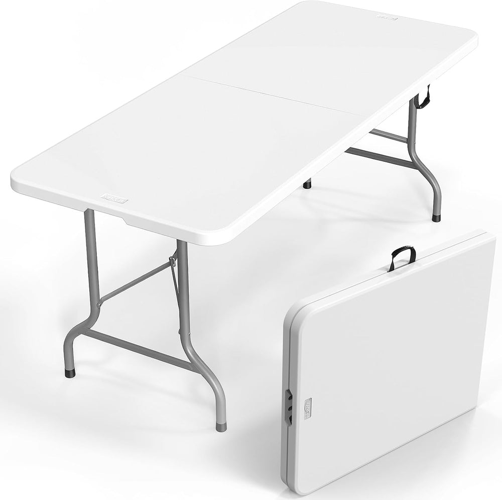 VINGLI 6 Foot Plastic Folding Table Portable Long Table for Indoor Outdoor Us...