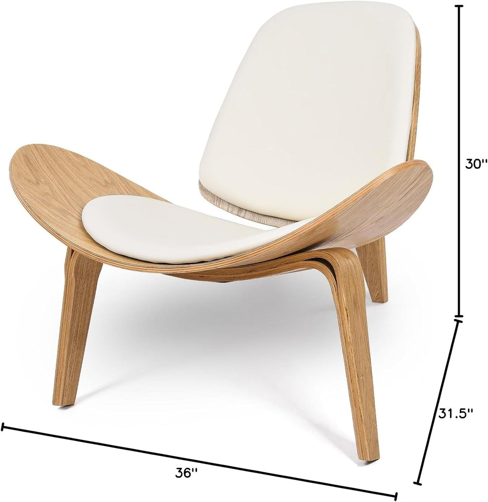 Hans Wegner Style Chair, Simple and Modern Leather Shell Chairs with Padded S...