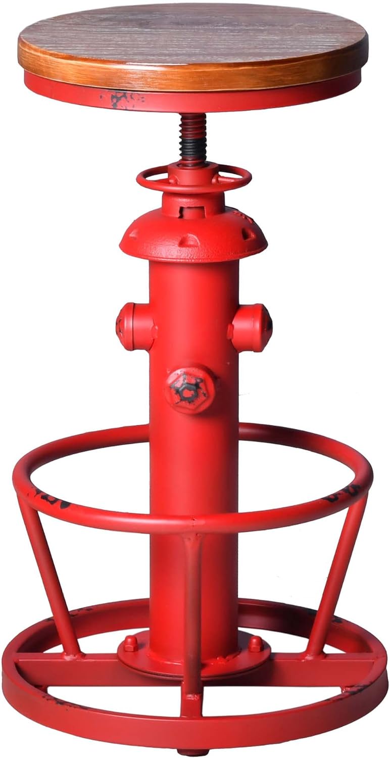 Topower Antique Industrial Round Bottom Adjustable Height Cafe Coffee Retro V...