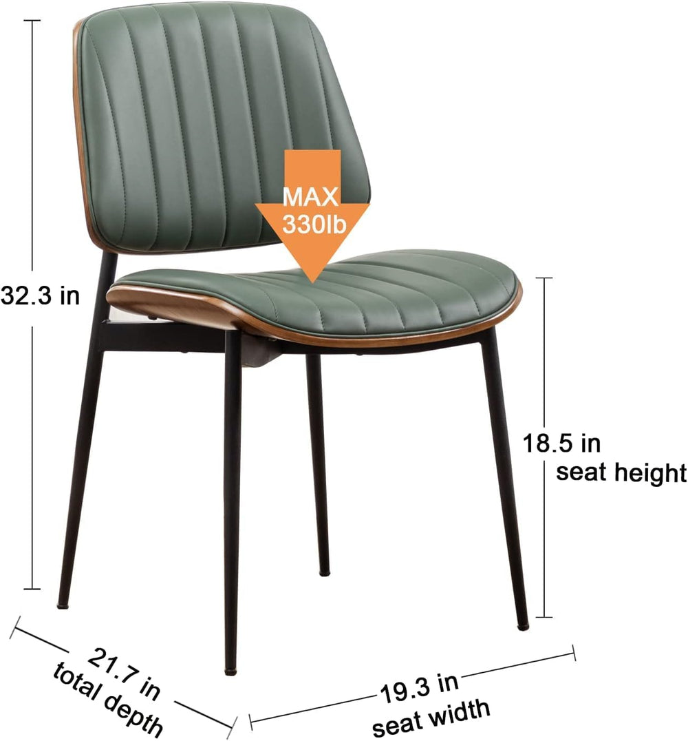 LUNLING Dining Room Chairs Mid Century Modern Retro Green Faux Leather Chair ...