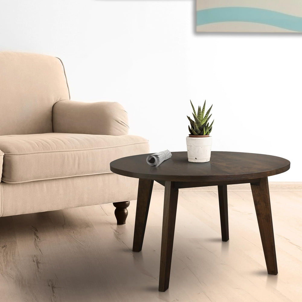American Trails Genuine 100% Hardwood Round Coffee Table - Hand-Wiped Walnut