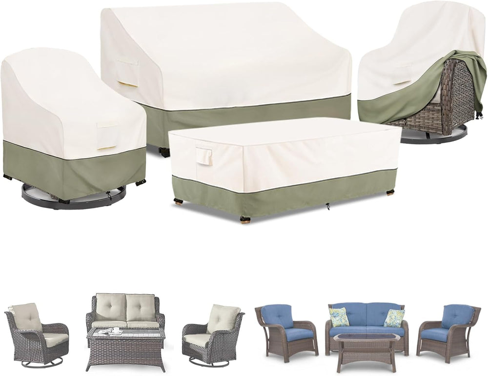 Bitubi Outdoor Waterproof Patio Furniture Covers 4-Piece Set for Swivel Rocke...