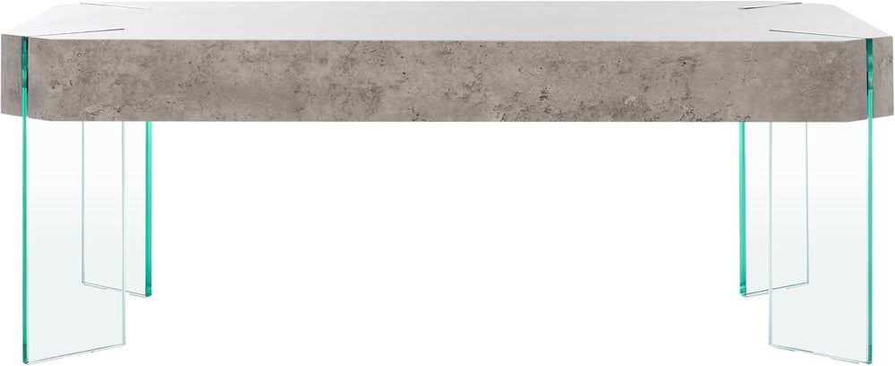 SAFAVIEH Home Collection Katelyn Light Concrete Grey/Glass Leg Coffee Table