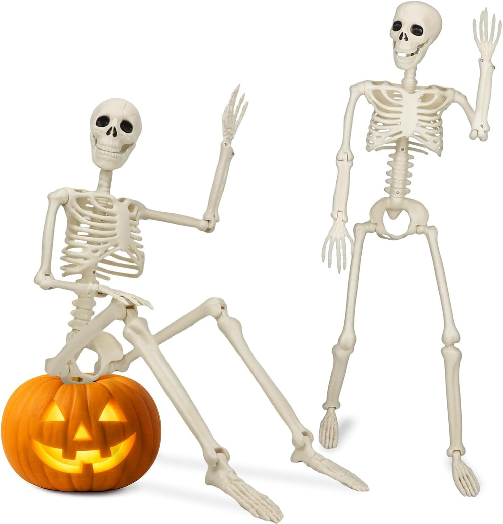 2 Pack 36'' Skeletons Halloween Decorations Outdoor: 3 FT Posable Ske...