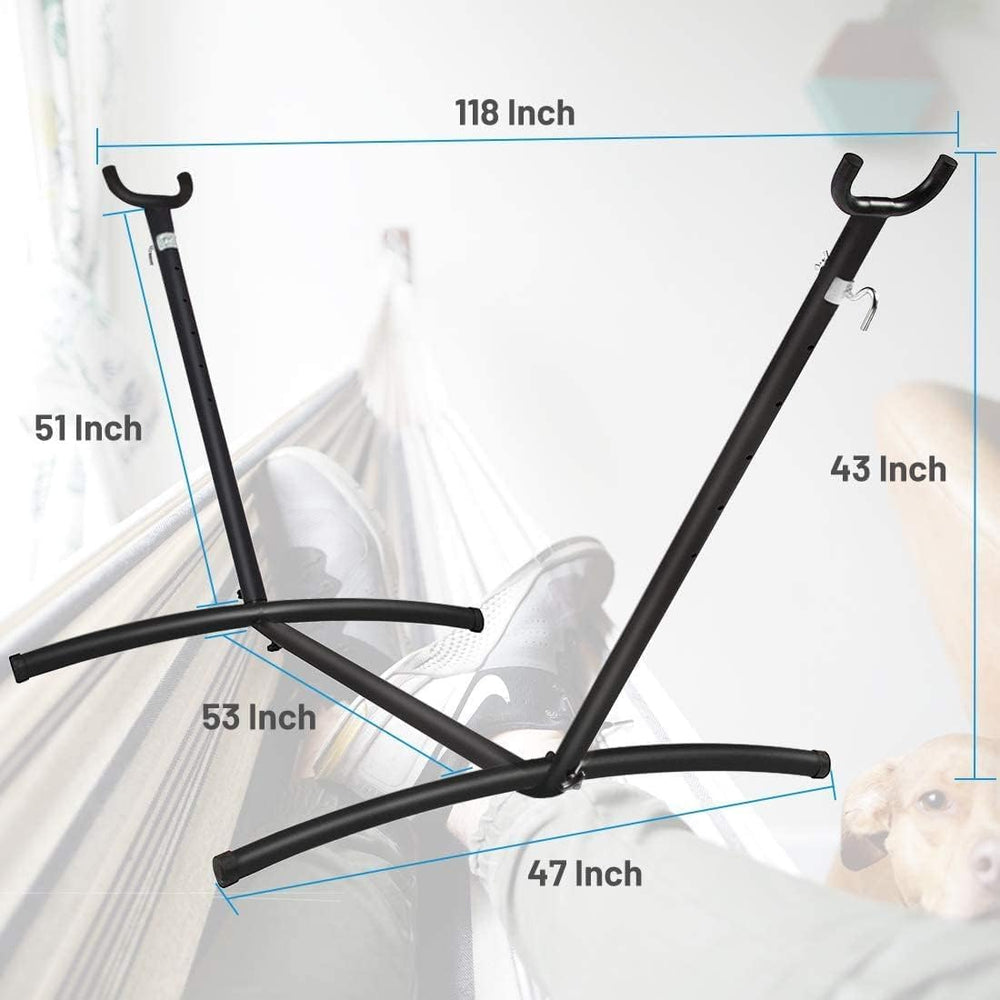 Double Hammock with Space Saving Steel Stand 400 lb Capacity, Portable Hammoc...