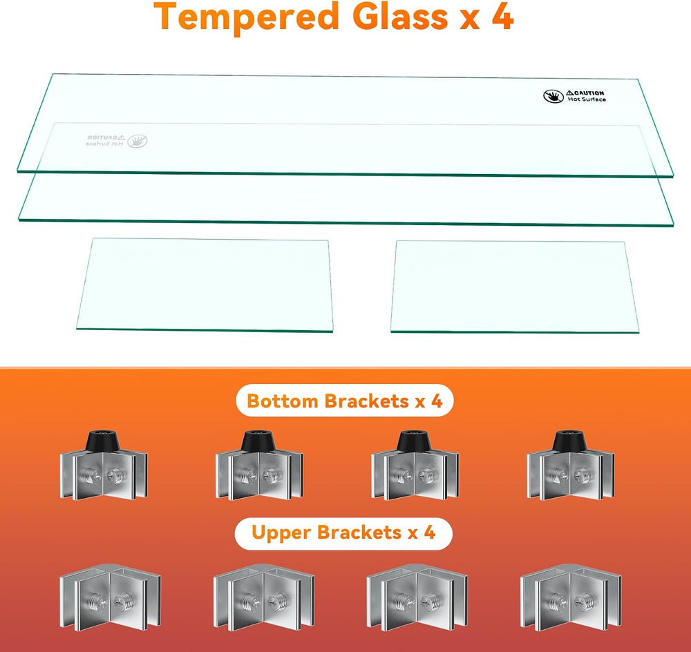 Skyflame 42" X 18" Rectangular Fire Pit Glass Wind Guard