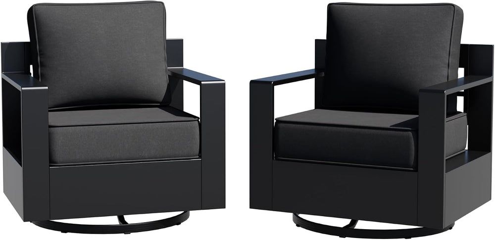 Aluminum Patio Swivel Chair - Outdoor Swivel Rocking Chair with 6" Thick...
