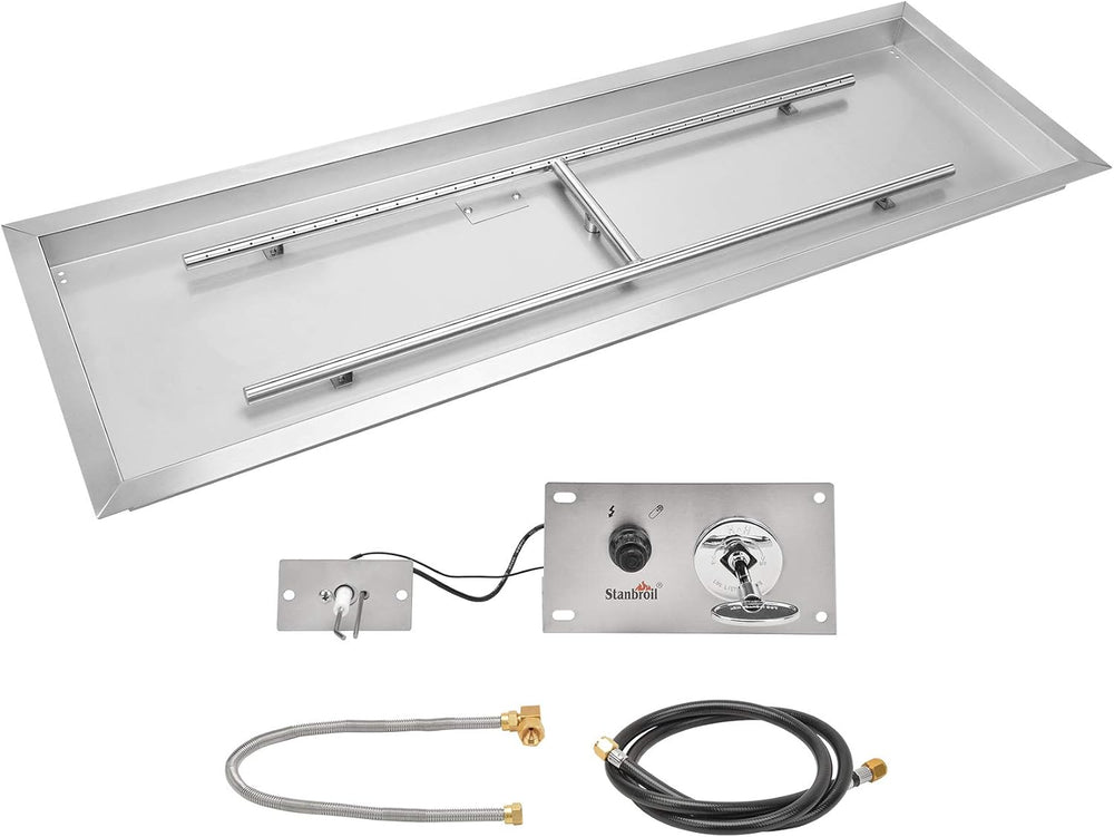 Stanbroil 48 x 14 inch Rectangle Fire Pit Kit with Spark Ignition