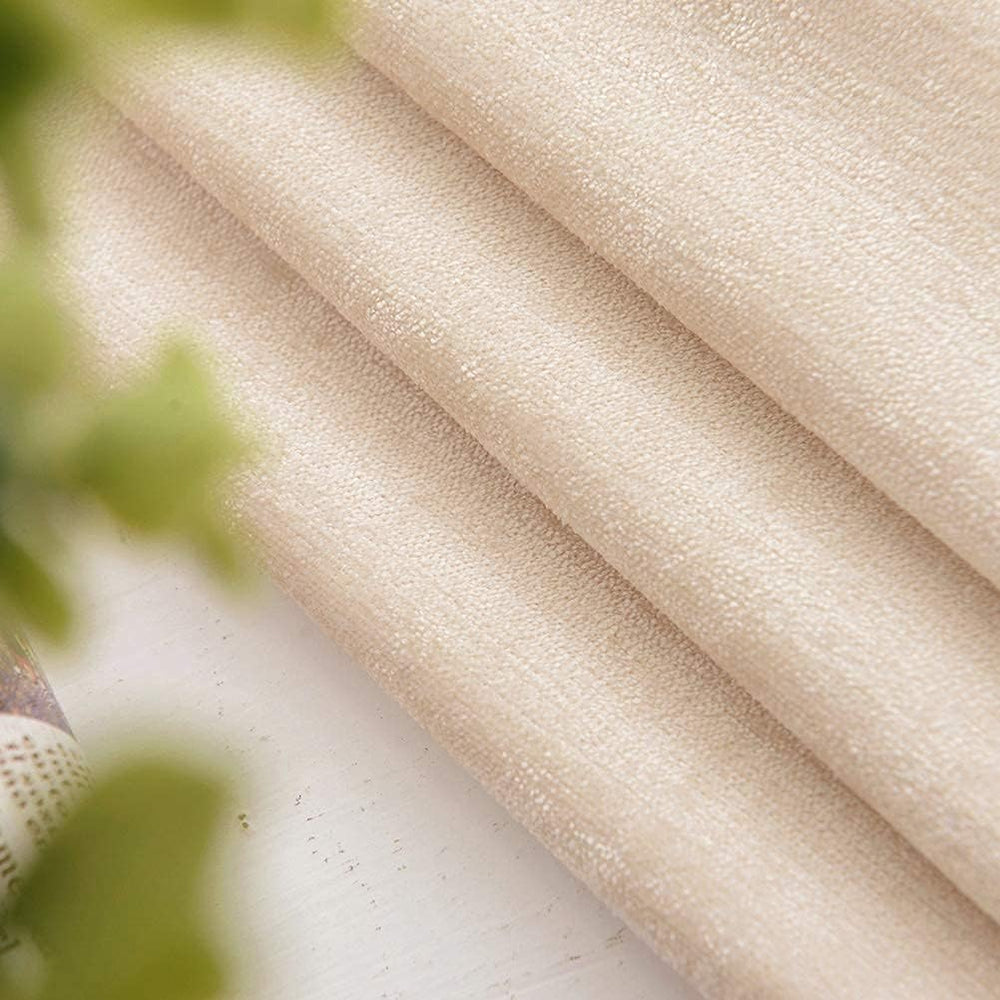 ELKCA Thick Chenille Window Room Curtains Valance for Living Room Beige Water...
